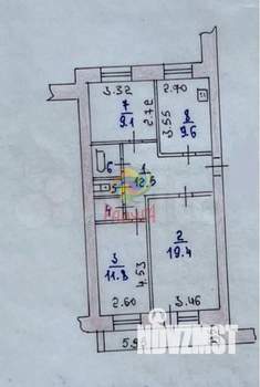 3-к квартира, вторичка, 73м2, 6/6 этаж