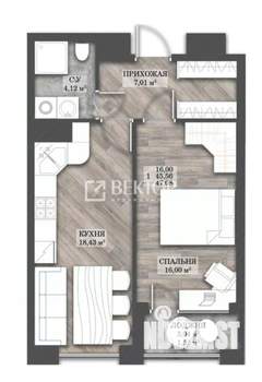 1-к квартира, вторичка, 48м2, 2/14 этаж