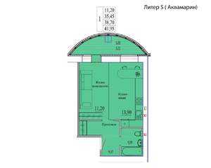 1-к квартира, вторичка, 42м2, 1/9 этаж