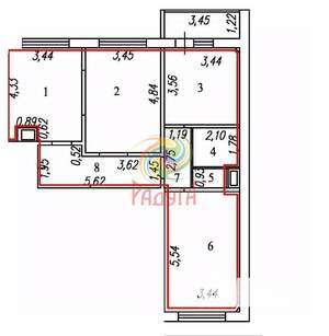 3-к квартира, вторичка, 84м2, 13/17 этаж