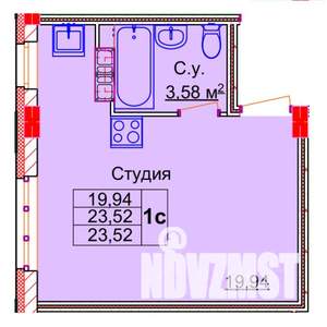 Студия квартира, строящийся дом, 24м2, 2/15 этаж