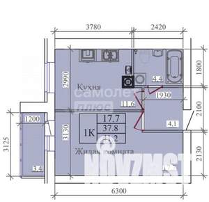 1-к квартира, вторичка, 41м2, 14/14 этаж