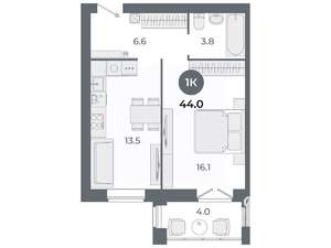 Студия квартира, вторичка, 44м2, 1/9 этаж