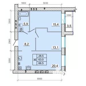 3-к квартира, вторичка, 67м2, 6/14 этаж