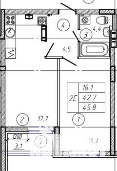 2-к квартира, вторичка, 46м2, 5/9 этаж