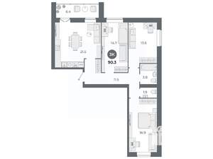3-к квартира, вторичка, 90м2, 5/9 этаж