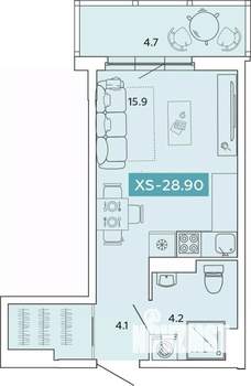 1-к квартира, вторичка, 29м2, 6/14 этаж