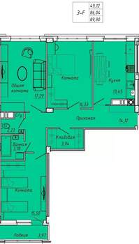 3-к квартира, вторичка, 90м2, 9/9 этаж