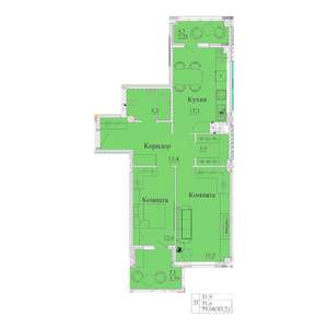 2-к квартира, строящийся дом, 83м2, 5/14 этаж
