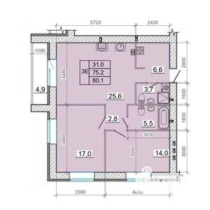 2-к квартира, вторичка, 80м2, 2/14 этаж