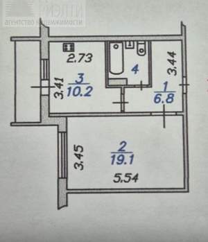 1-к квартира, вторичка, 40м2, 9/10 этаж