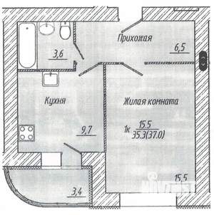 1-к квартира, вторичка, 36м2, 12/12 этаж