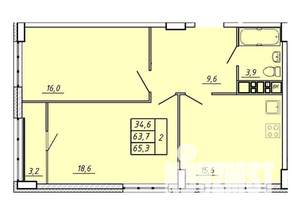 2-к квартира, строящийся дом, 65м2, 5/17 этаж