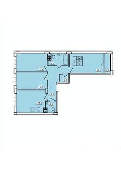 3-к квартира, строящийся дом, 78м2, 2/17 этаж