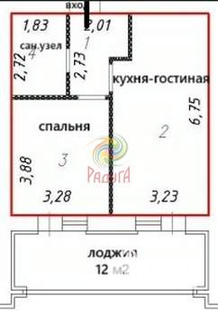 1-к квартира, вторичка, 55м2, 6/14 этаж