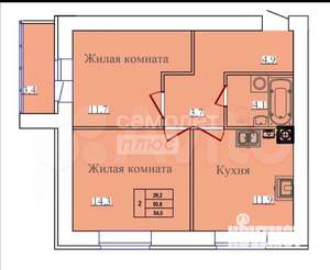 2-к квартира, вторичка, 51м2, 6/14 этаж