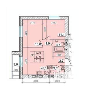 2-к квартира, вторичка, 61м2, 11/14 этаж