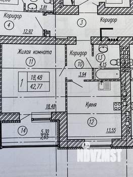 1-к квартира, вторичка, 42м2, 6/14 этаж