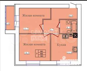 2-к квартира, вторичка, 54м2, 6/14 этаж