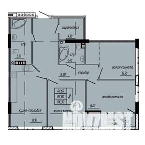 3-к квартира, строящийся дом, 98м2, 2/9 этаж