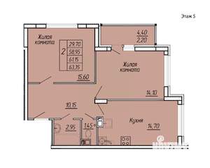 2-к квартира, вторичка, 63м2, 6/11 этаж