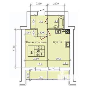 1-к квартира, вторичка, 45м2, 8/14 этаж