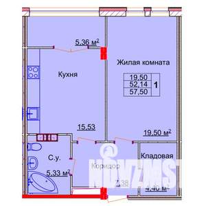 1-к квартира, строящийся дом, 58м2, 3/15 этаж