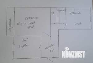 2-к квартира, вторичка, 52м2, 1/5 этаж