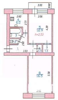 2-к квартира, вторичка, 47м2, 5/5 этаж