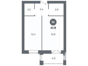 Студия квартира, вторичка, 42м2, 8/9 этаж