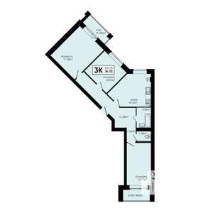 3-к квартира, вторичка, 74м2, 4/4 этаж