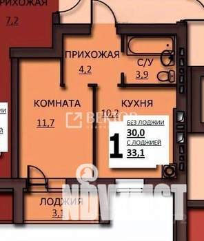 1-к квартира, вторичка, 32м2, 5/10 этаж