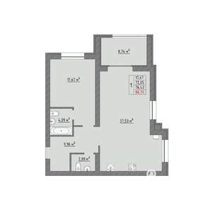 2-к квартира, строящийся дом, 81м2, 1/9 этаж