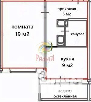 1-к квартира, вторичка, 44м2, 1/17 этаж