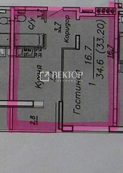 1-к квартира, сданный дом, 36м2, 13/21 этаж