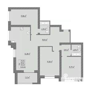 4-к квартира, строящийся дом, 125м2, 4/9 этаж
