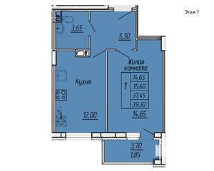 1-к квартира, вторичка, 39м2, 7/11 этаж