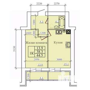 1-к квартира, вторичка, 38м2, 14/14 этаж