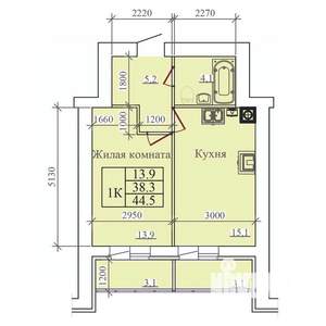 1-к квартира, вторичка, 45м2, 14/14 этаж