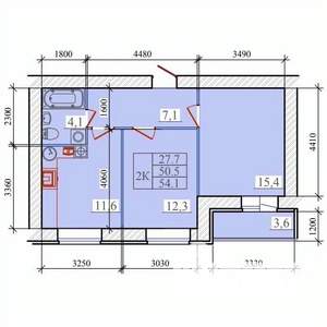 2-к квартира, вторичка, 54м2, 4/14 этаж