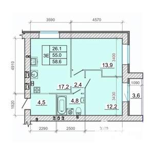 3-к квартира, вторичка, 59м2, 2/14 этаж