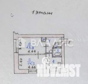 2-к квартира, вторичка, 39м2, 1/5 этаж