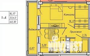 1-к квартира, вторичка, 40м2, 3/9 этаж