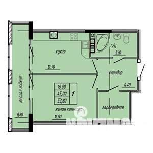 1-к квартира, строящийся дом, 54м2, 8/9 этаж