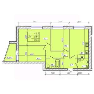 3-к квартира, вторичка, 86м2, 7/9 этаж