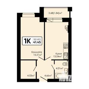 1-к квартира, вторичка, 41м2, 3/4 этаж