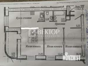 3-к квартира, вторичка, 76м2, 2/9 этаж