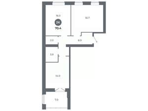 Студия квартира, вторичка, 70м2, 8/9 этаж