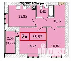 2-к квартира, вторичка, 56м2, 12/15 этаж