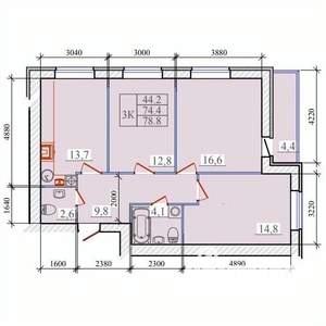 3-к квартира, вторичка, 79м2, 11/14 этаж